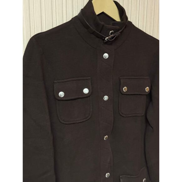Ralph Lauren Women’s Knit Utility Jacket Brown Snap Button Size L - Picture 3 of 12